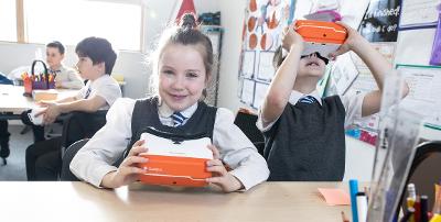 Pupils using VR headsets Pupils using VR headsets