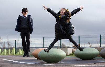 Pupil doing star jumps Pupil doing star jumps